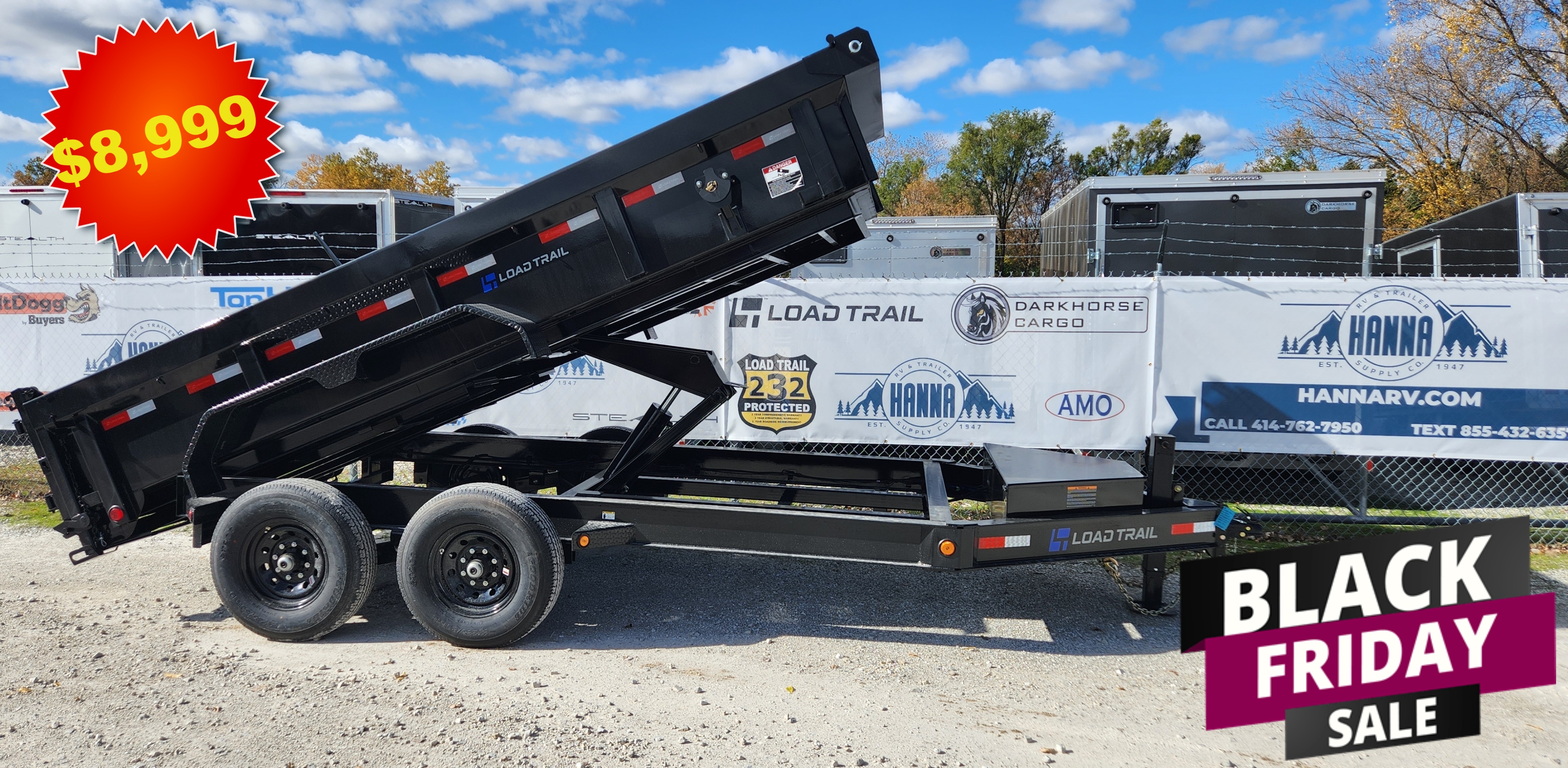 Load Trail 83 X 14 Tandem Axle 14,000 Lb Low Profile Dump Trailer with Scissor Lift with 30" Max Step